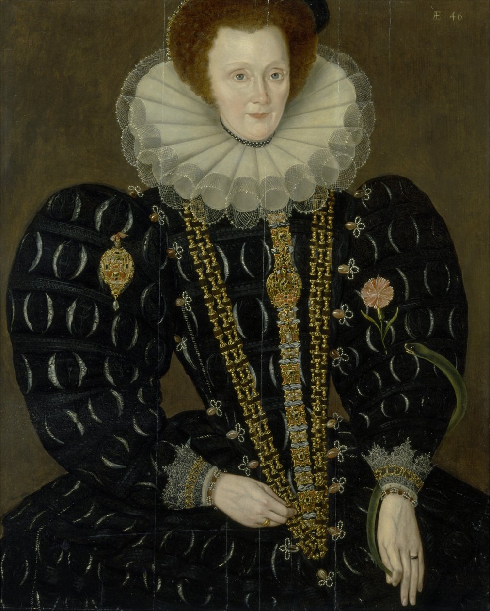 Portrét lady Elizabeth Knightleyové od Marcus the Younger Gheeraerts