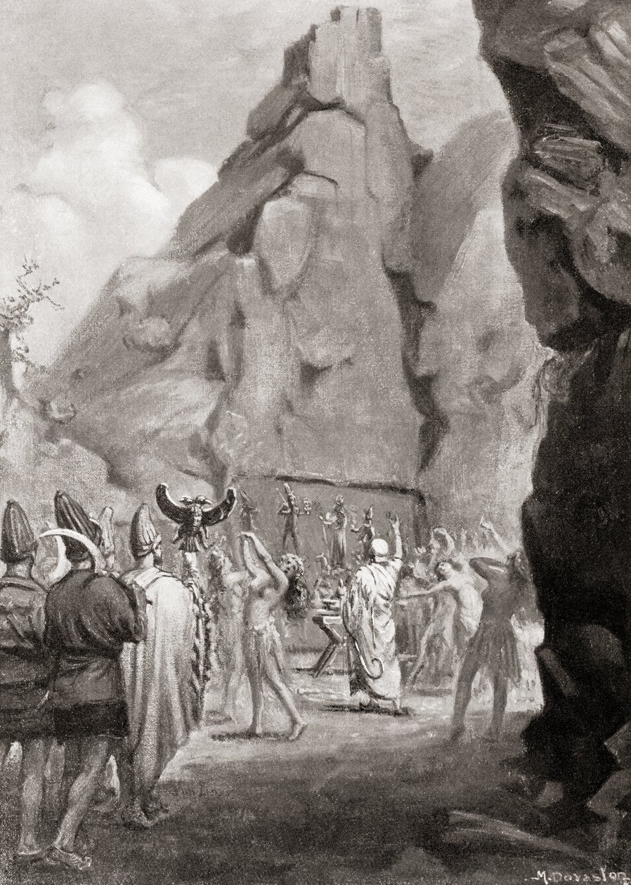 Oslava jarní slavnosti s kultovním tancem k uctění chetitské Matky bohyně, z Hutchinsonových Dějin národů, vyd. 1915. od Margaret (after) Dovaston