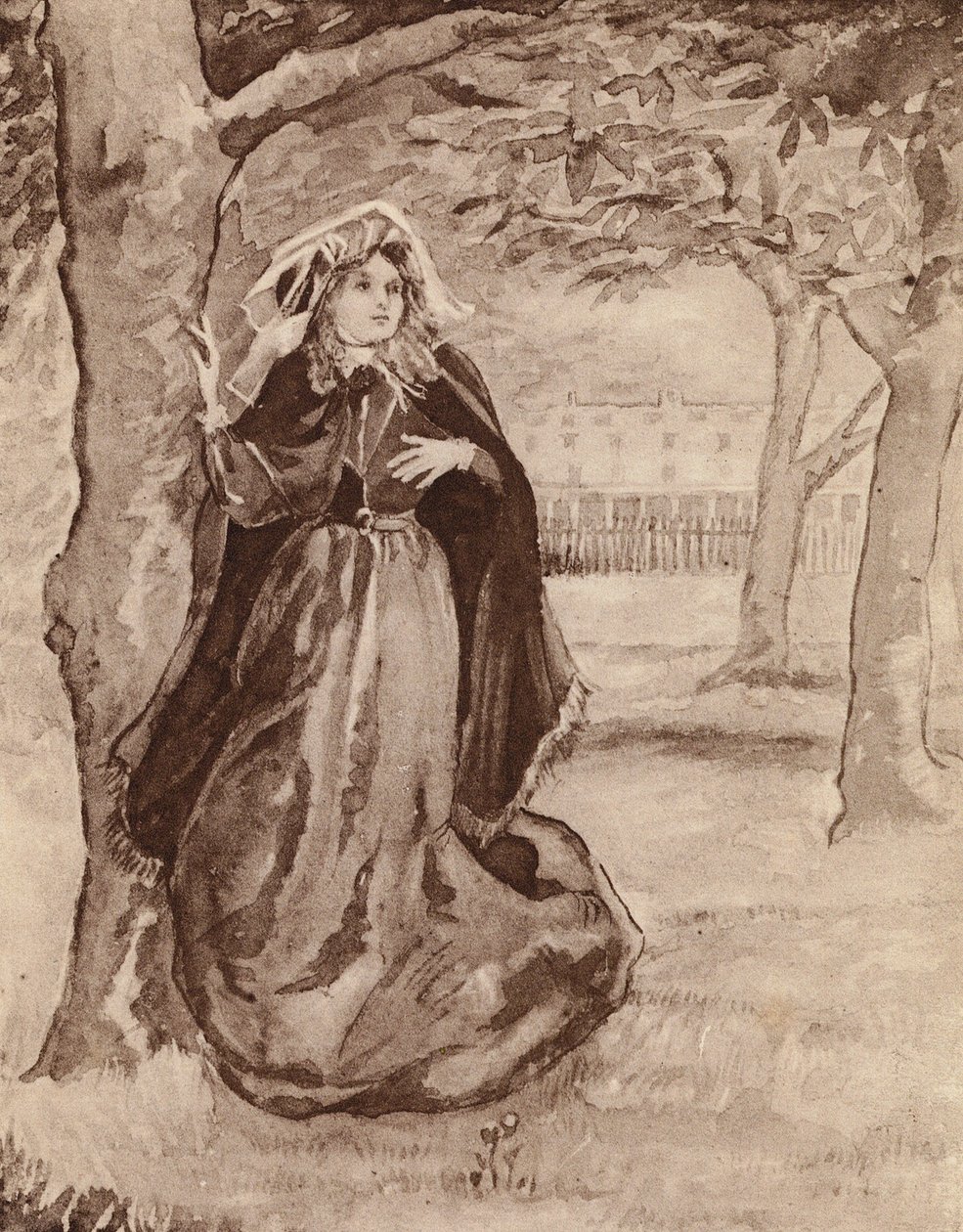 Elizabeth Barrett Browning, anglická básnířka (litografie) od Margaret Baillie Saunders