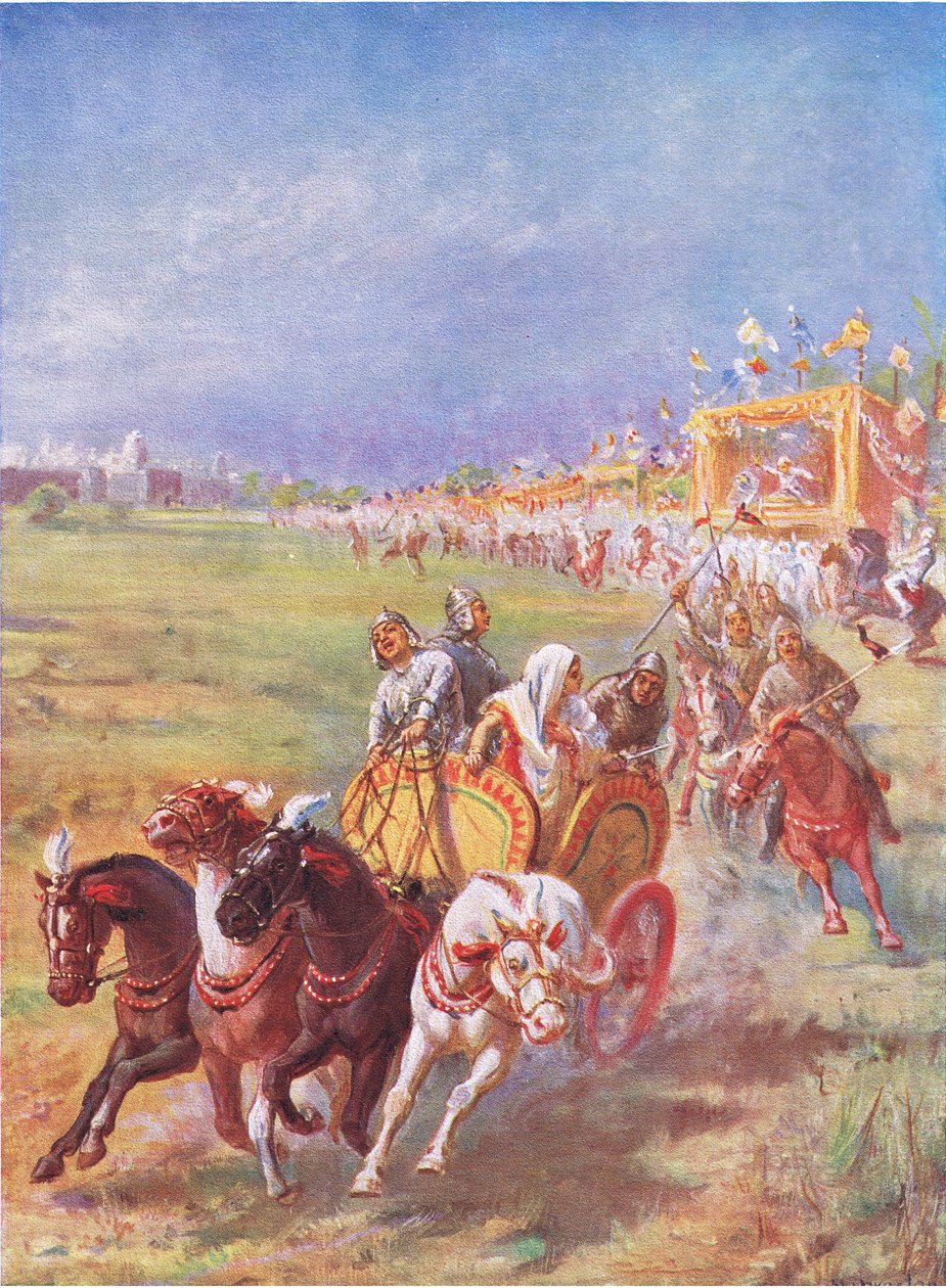 Zlom v indických dějinách (barevná litografie) od Margaret Dovaston