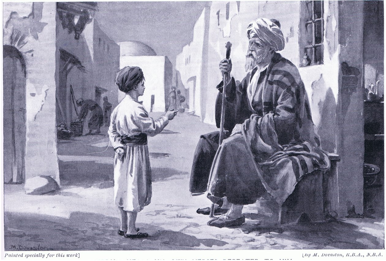 Ferdusi (941-1020 n. l.) slyší, jak mu opakují jeho vlastní verše (litografie) od Margaret Dovaston