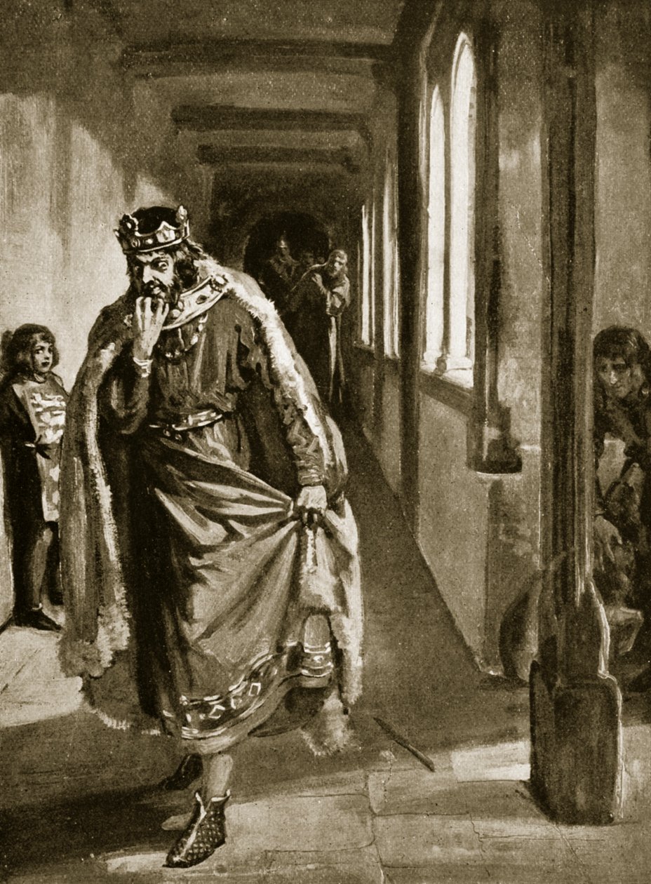 Janův vztek při podpisu Magny Charty, ilustrace z knihy "Hutchinson