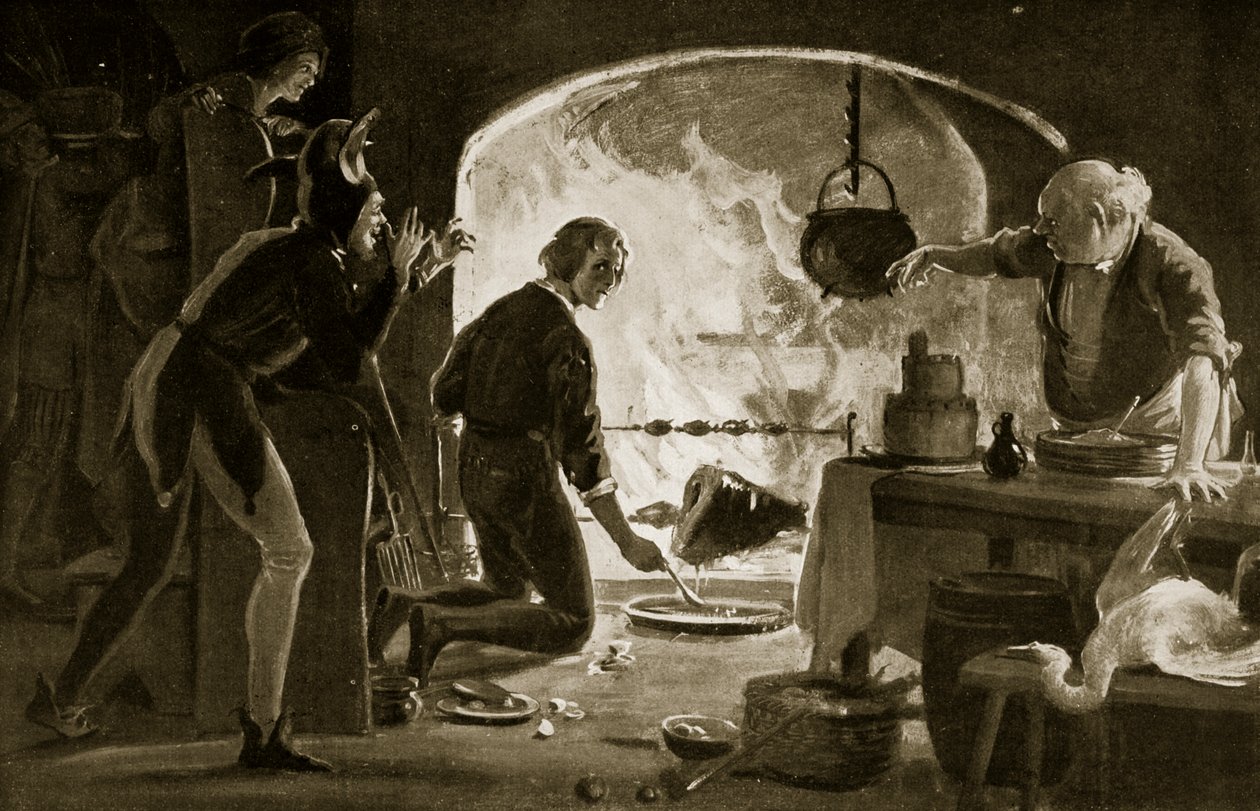 Lambert Simnel v kuchyni, ilustrace z knihy "Hutchinson
