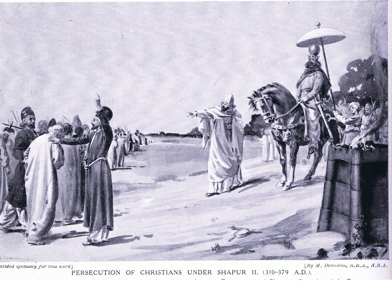 Pronásledování křesťanů za vlády Šapúra II (litografie) od Margaret Dovaston