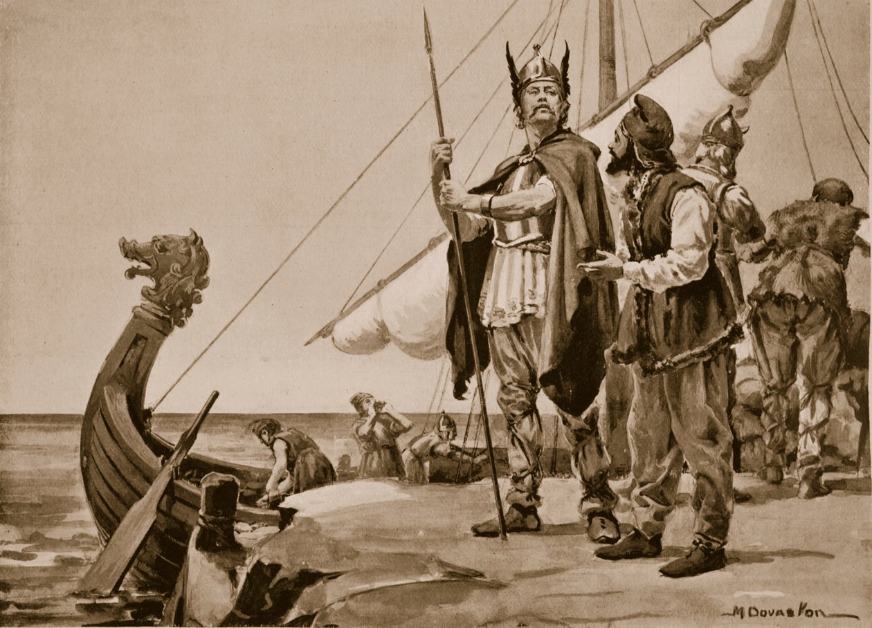 Rurik odjíždí do země Slovanů, 862 (litografie) od Margaret Dovaston