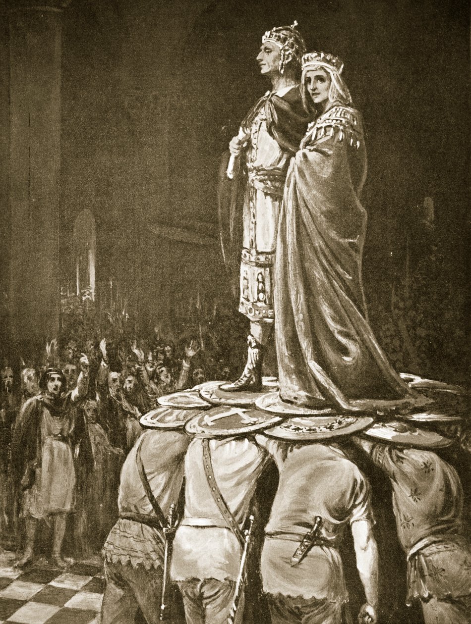 Korunovace Marciána, ilustrace z "Hutchinsonových Dějin národů od Margaret Dovaston