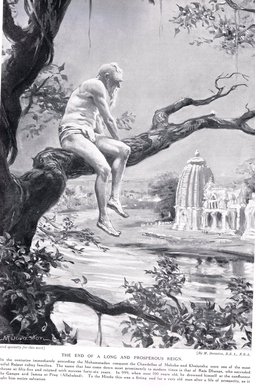 Konec dlouhé a prosperující vlády, ilustrace z "Hutchinsonovy historie národů", cca 1910 (litografie) od Margaret Dovaston