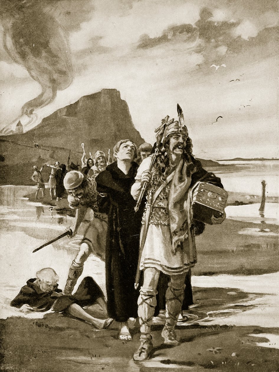The Plunder of Lindisfarne, ilustrace z knihy "Hutchinson