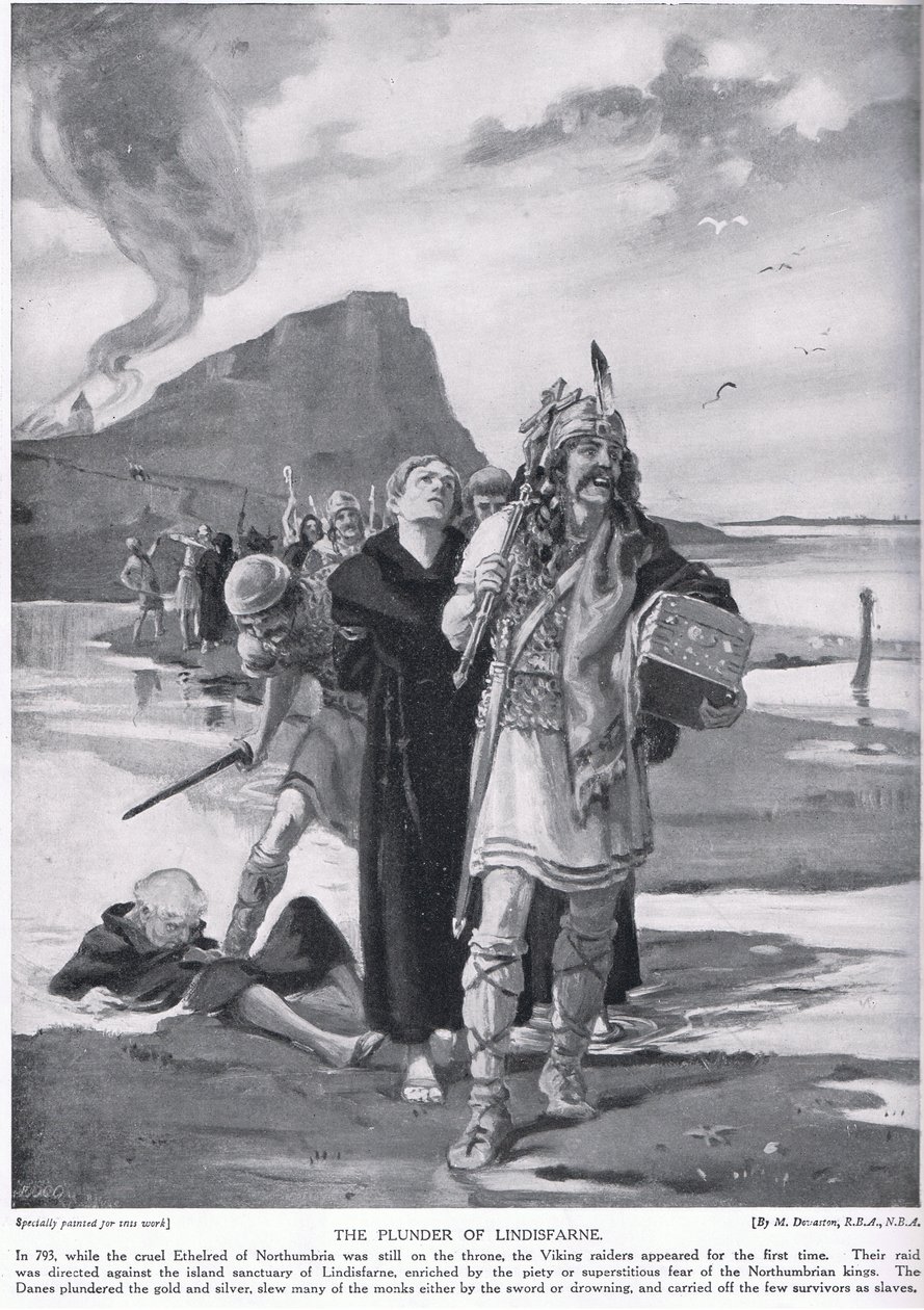 Drancování Lindisfarne AD793 od Margaret Dovaston
