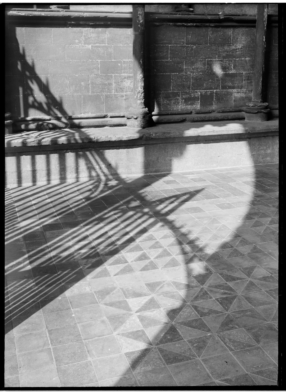 Detail stínů vrhaných na dlažbu u vchodu do katedrálního kostela od Margaret Florence Harker