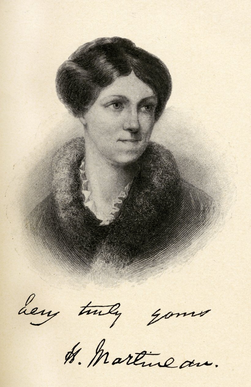 Harriet Martineau (1802-1876) ilustrace z „Malé cesty do domovů slavných žen“, vydané 1827 od Margaret Gillies