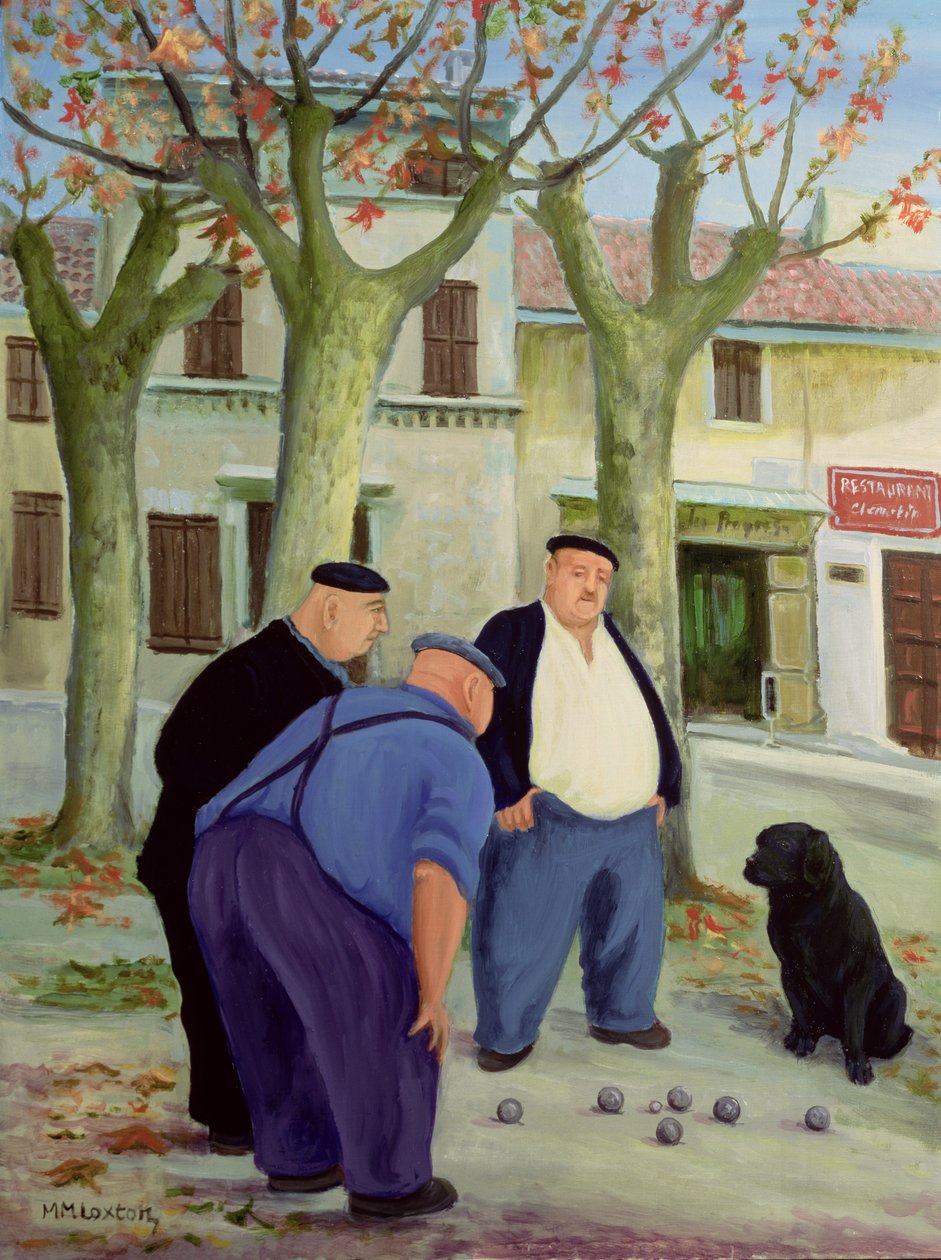 Hráči petanque (olej na plátně) od Margaret Loxton