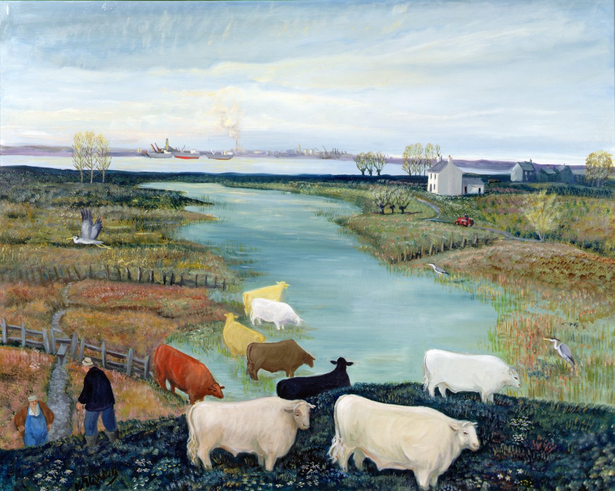 Windmill Creek (olej na plátně) od Margaret Loxton