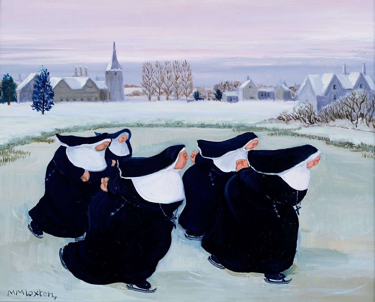 Zima v klášteře (kvaš na papíře) od Margaret Loxton