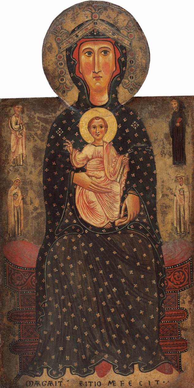 Madonna a dítě na trůnu se čtyřmi svatými, c. 12401245. od Margarito d