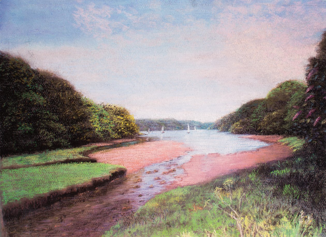 Dittisham, Jižní Devon, 1997 (pastel) od Margo Starkey