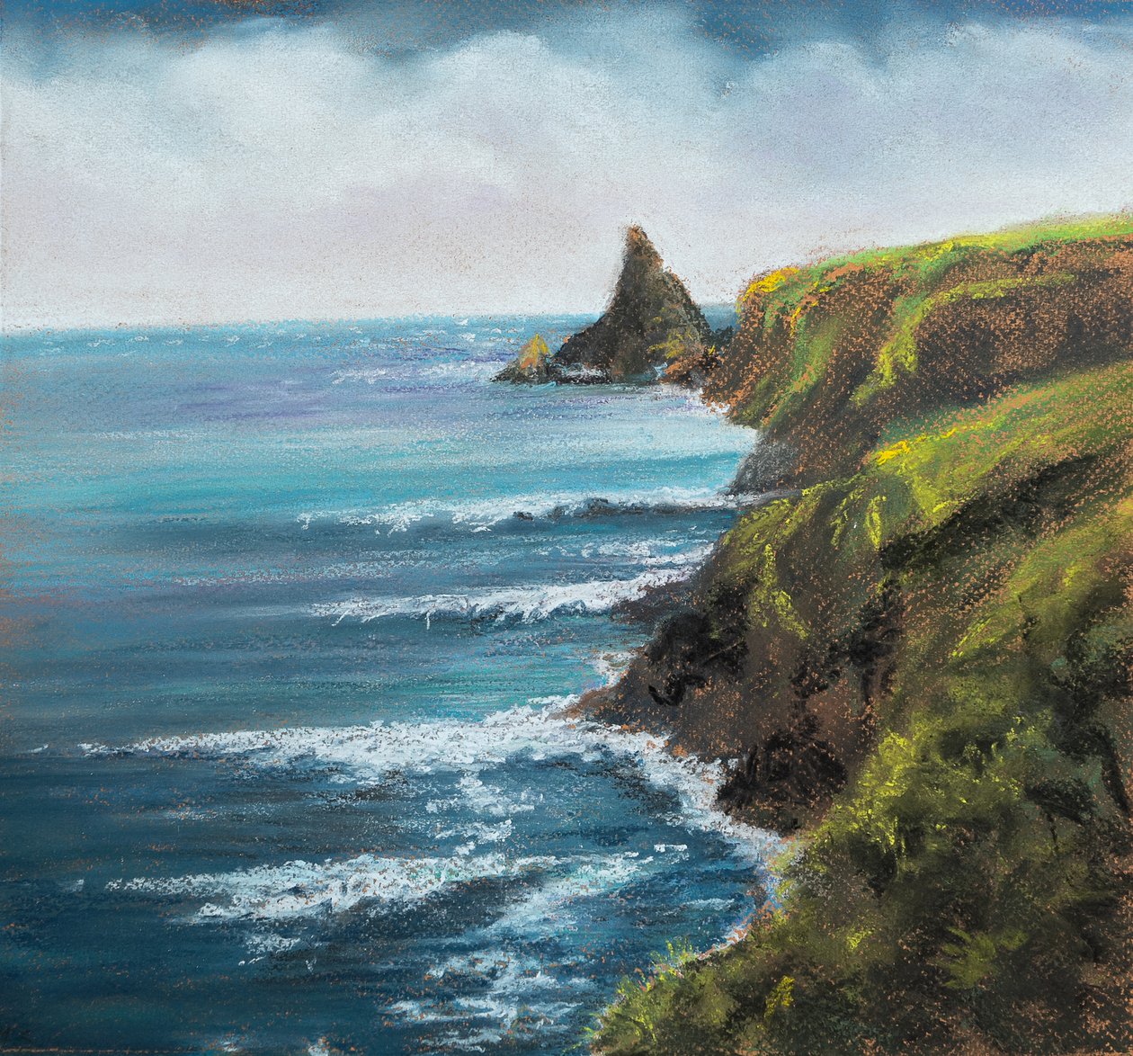 Pobřežní scéna Devonshire, 2020 (pastel) od Margo Starkey