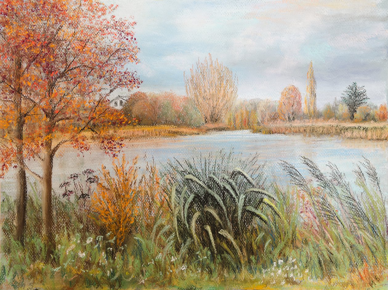 Řeka Temže poblíž Windsoru, 2022 (pastel) od Margo Starkey
