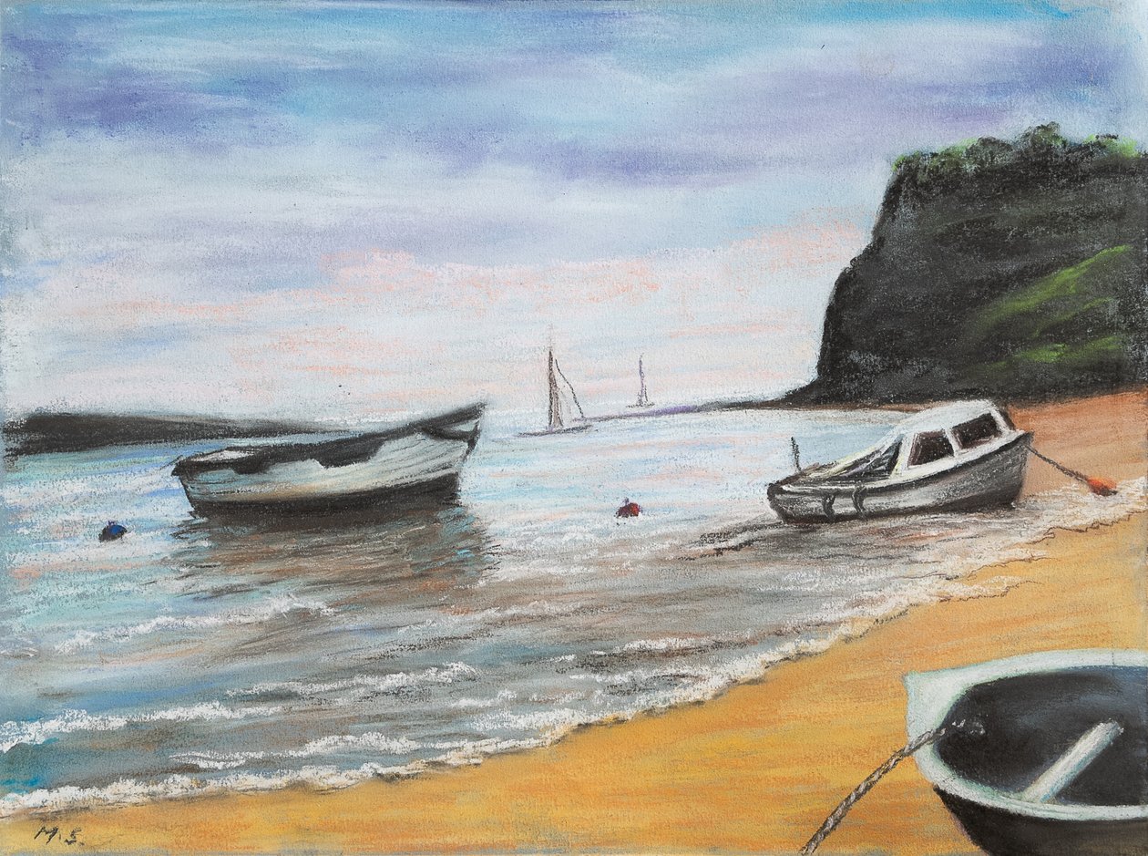 Shaldon Beach South Devon, 2022 (pastel) od Margo Starkey