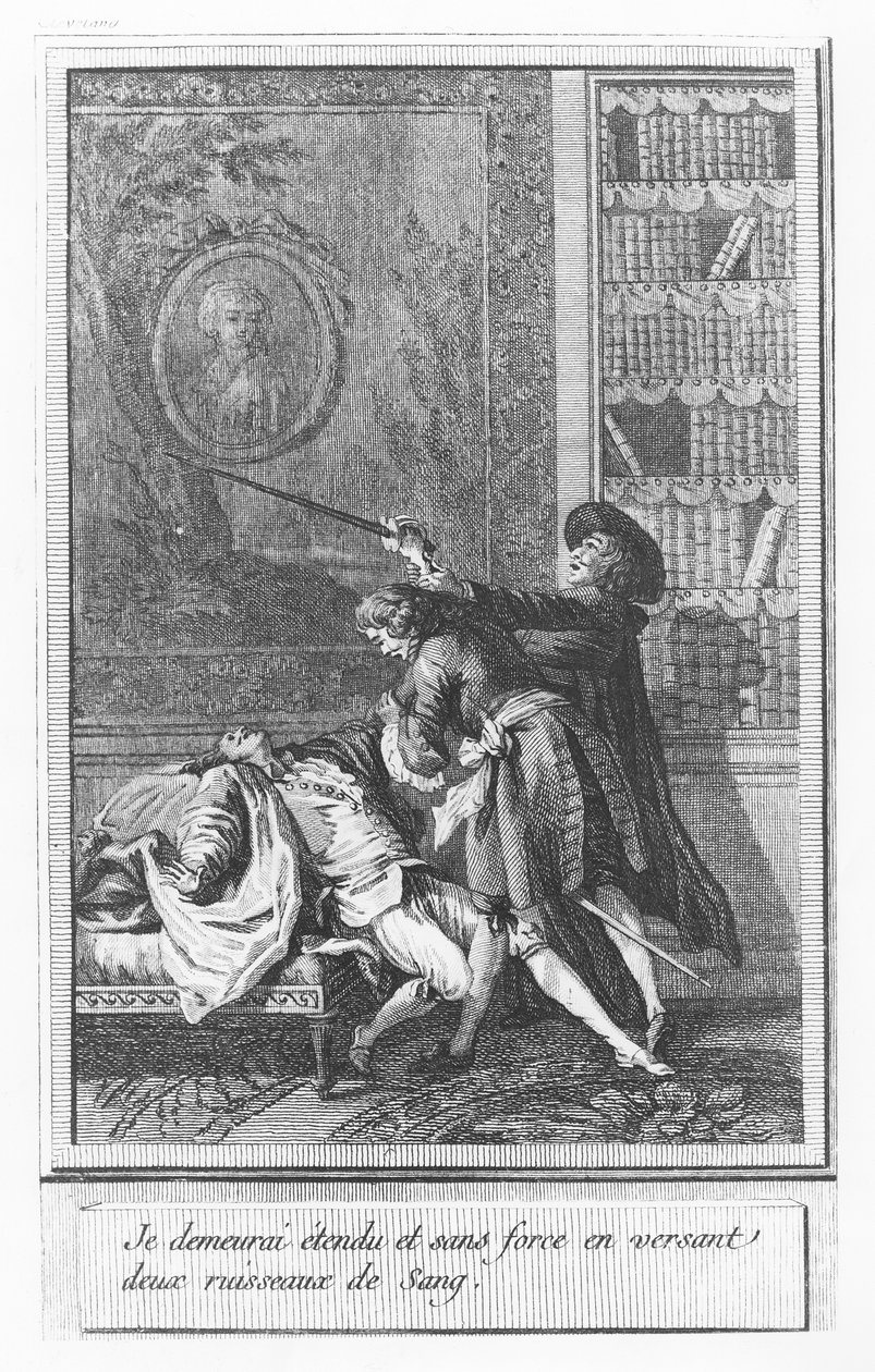 Ilustrace z „Života a dobrodružství pana Clevelanda, přirozeného syna Olivera Cromwella“ od Abbé Prévosta od Marguerite Ponce