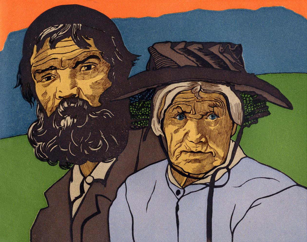 Pár starých rolníků z Valais (Švýcarsko) od Marguerite Burnat Provins
