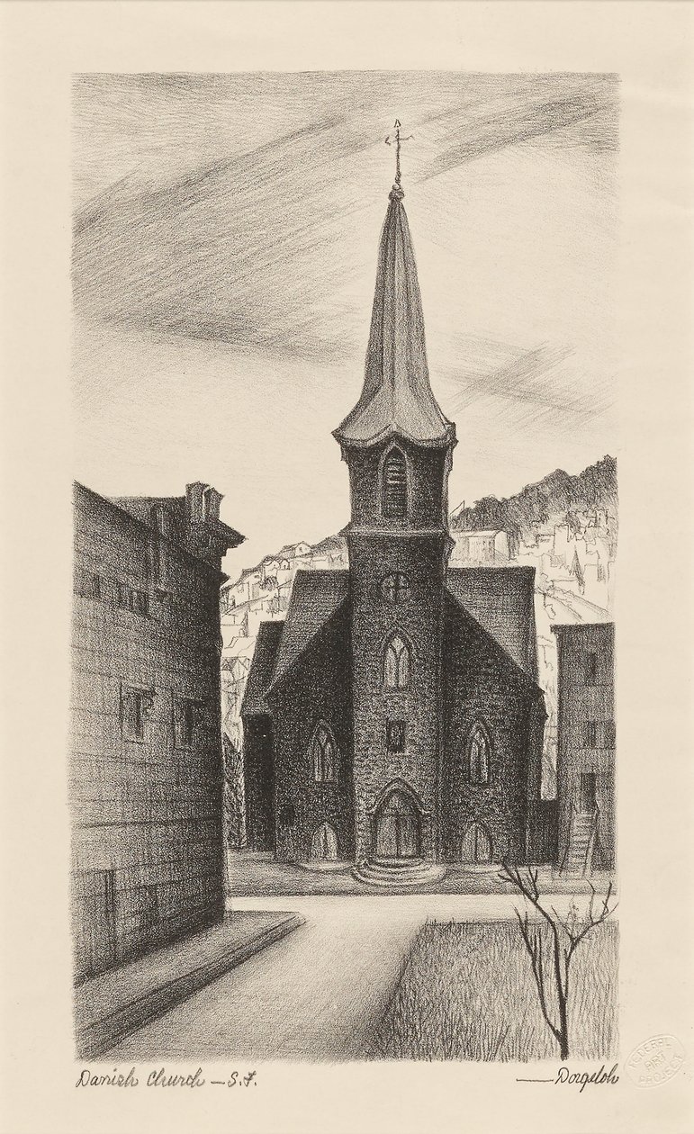 Dánský kostel, San Francisco od Marguerite Redman Dorgeloh