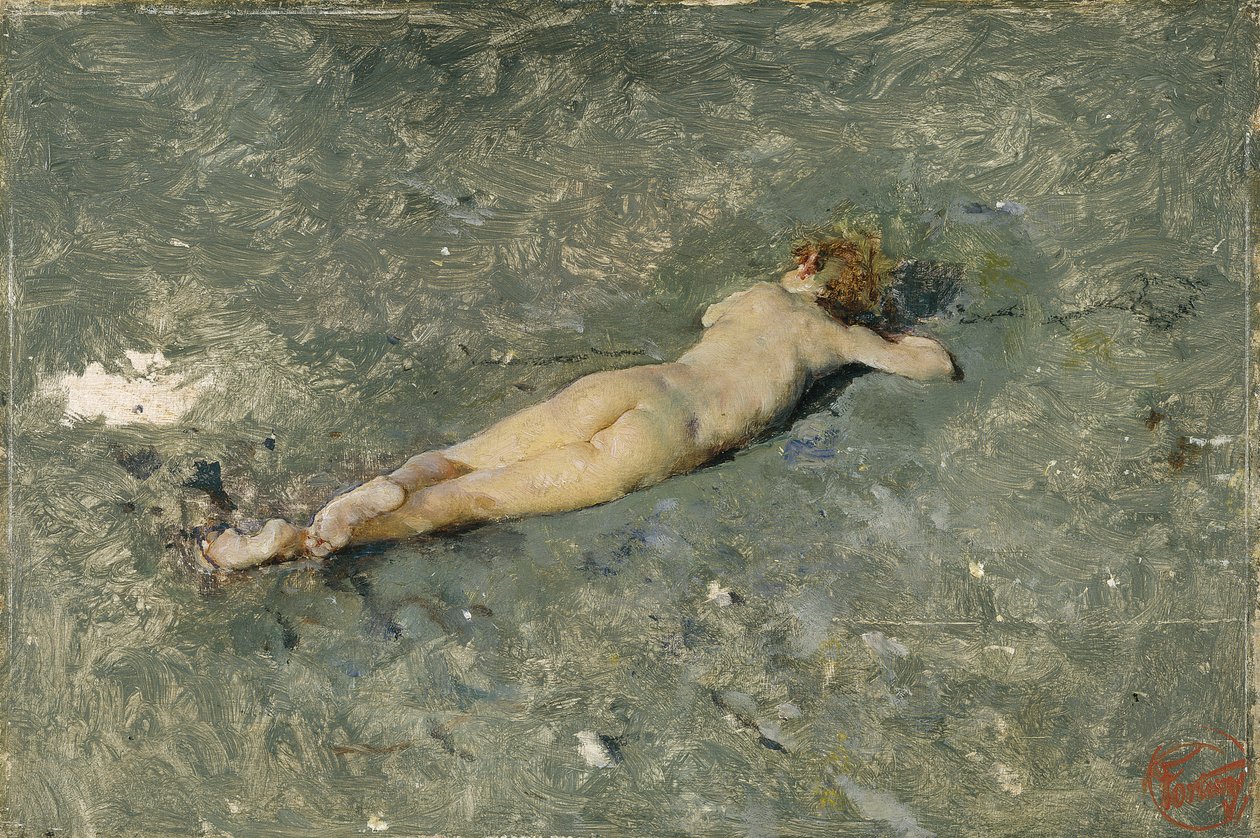 Akt na pláži v Portici, 1874 od Marià Fortuny