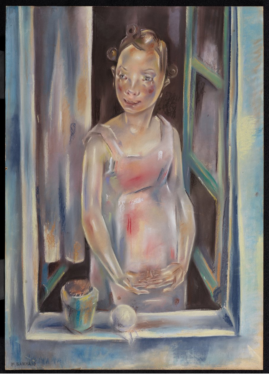 Mladá dívka u otevřeného okna, asi 1924 (pastel na papíře) od Maria Blanchard
