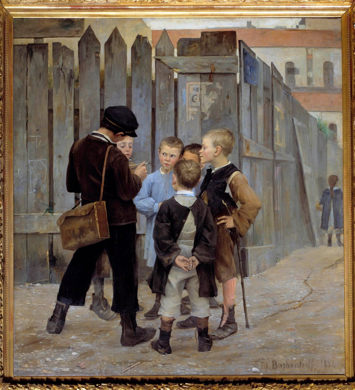 Dětské spiklenecké setkání. Obraz Marie Konstantinovny Bashkirtseva (Bashkirtseff) (1860-1884) 1884 Sun. 1,9x1,7 m Paříž, musee d