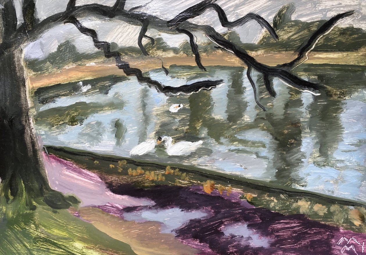 Lac du Bois de Boulogne, 2019 (olej na papíře) od Maria Magenta