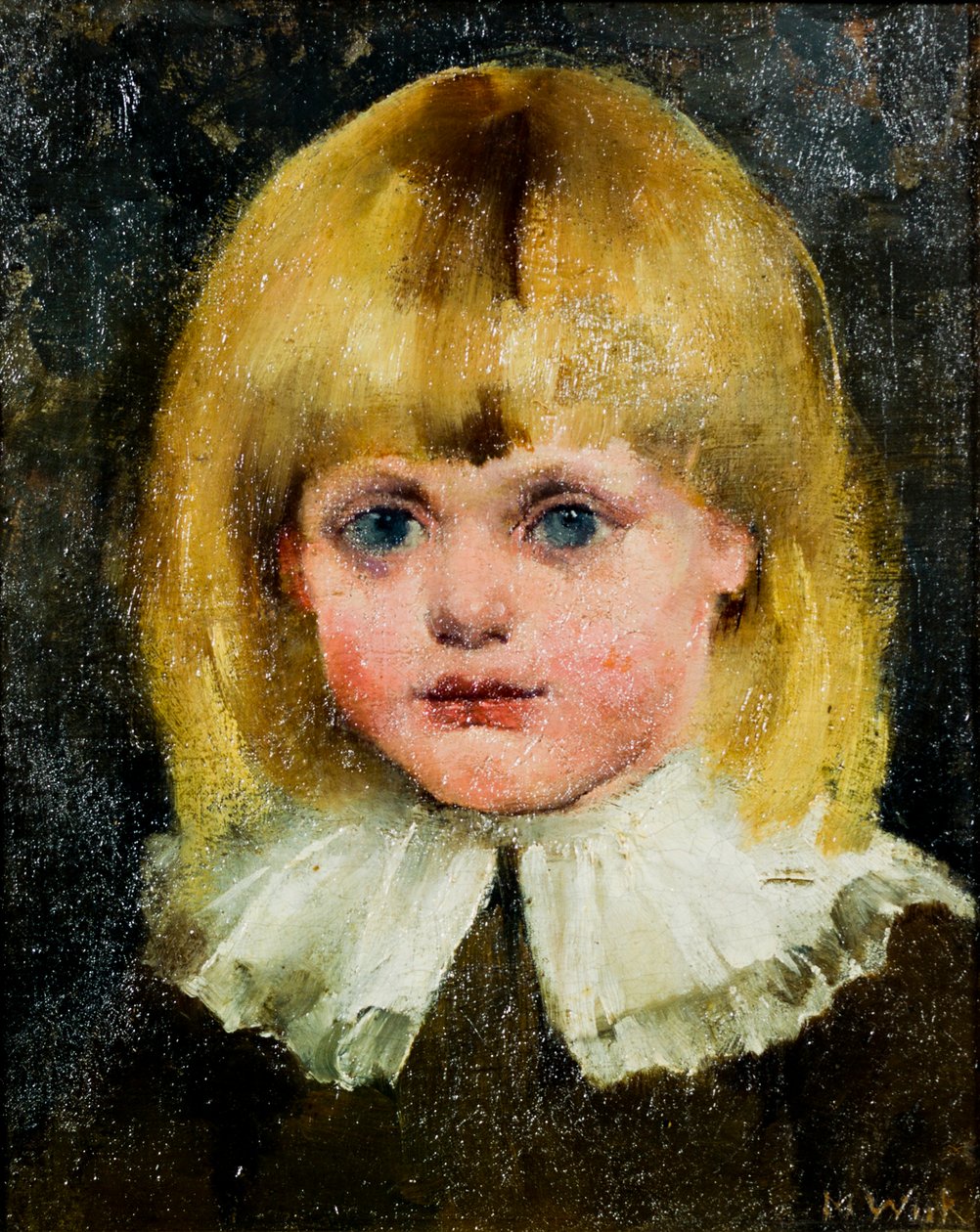 Hlava dívky (Hilja Tukiainen); malba od Maria Wiik