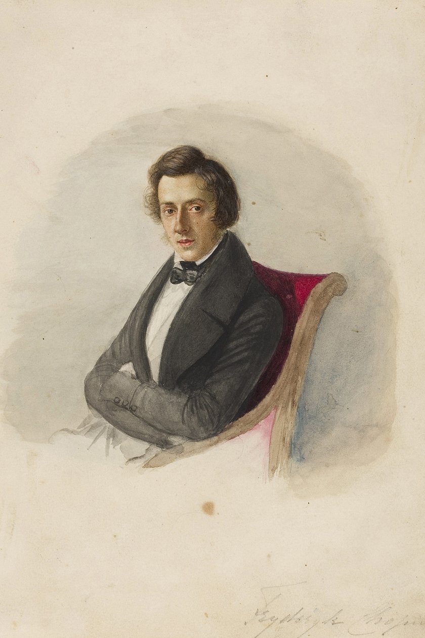 Portrét Frederika Chopina (1810-1849) par Wodzinska, Maria (1819-1896). Akvarel a inkoust na kartonu od Maria Wodzinska