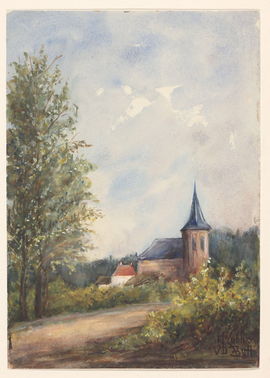 Krajina s kostelem od Maria Zubli van den Berch van Heemstede (signed by artist)