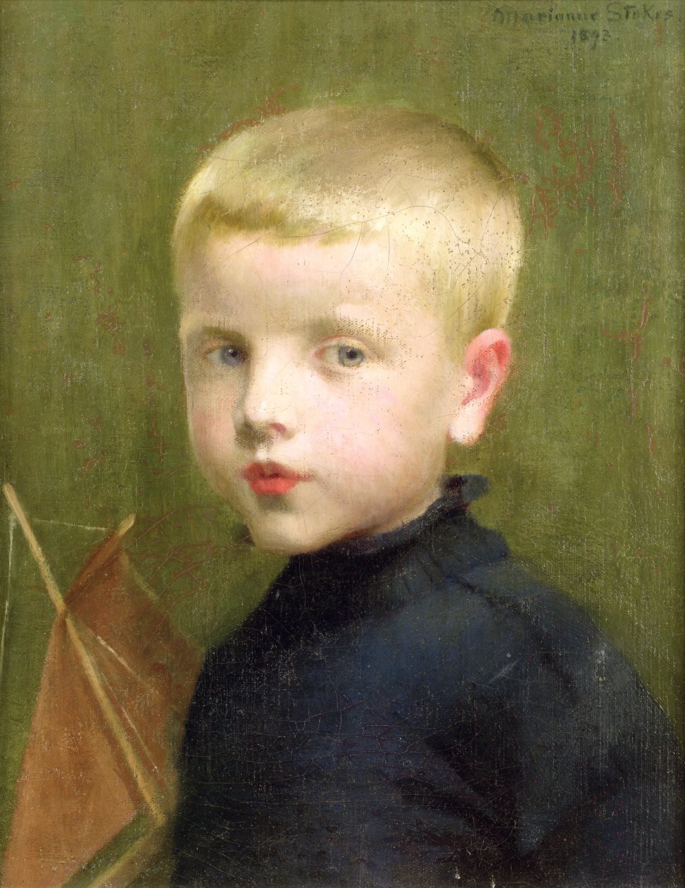 Portrét chlapce s modelem plachetnice, 1893 od Marianne Stokes