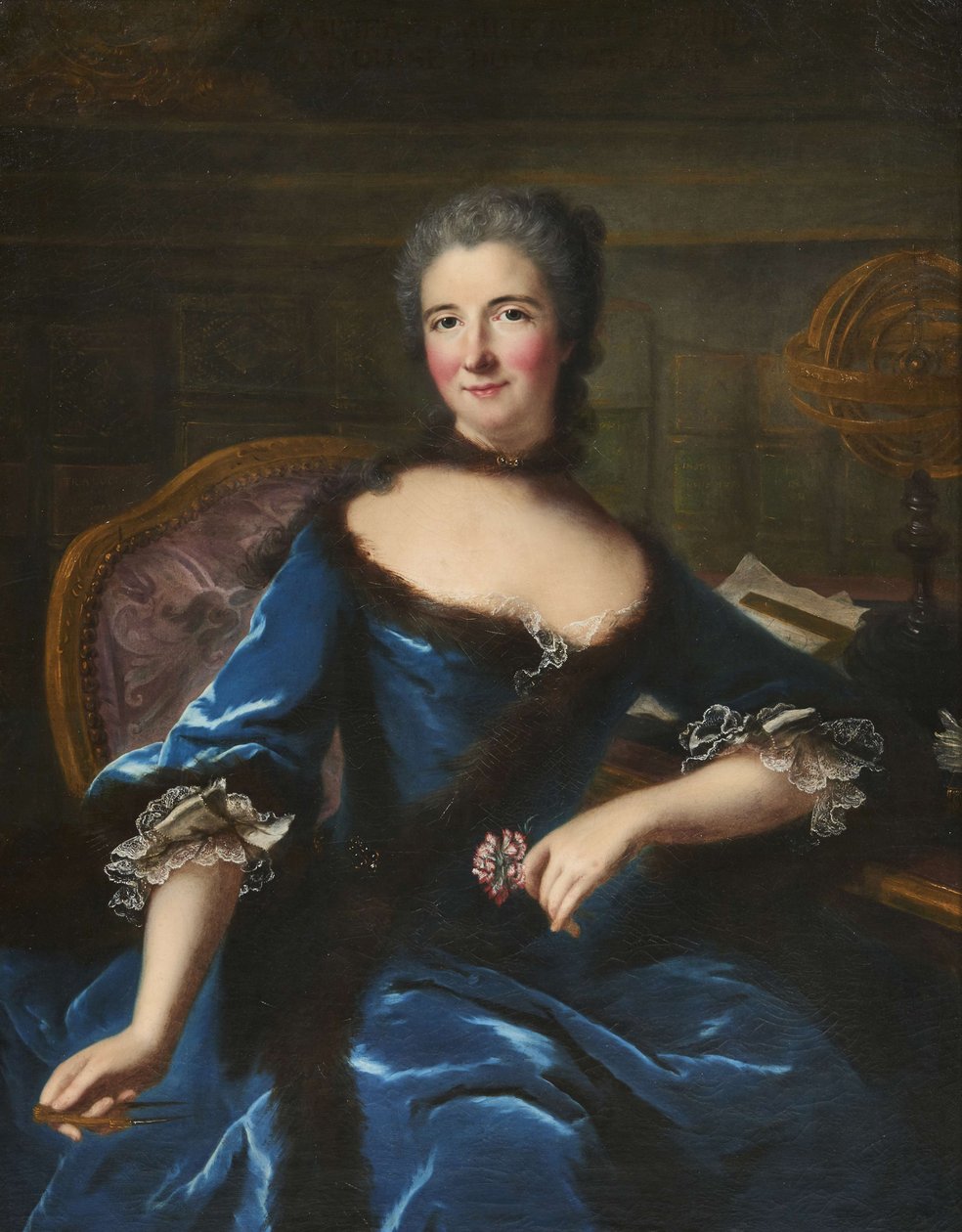 Portrét Gabrielle Emilie Le Tonnelier de Breteuil, Marquise du Châtelet 1706-1749, cca 1748. od Marianne Loir