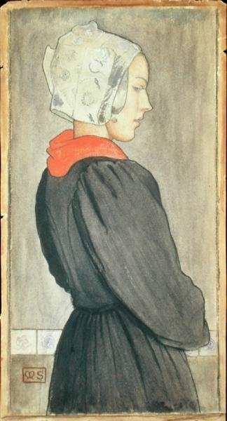 Dutch Girl, c.1899 (akvarel na papíře) od Marianne Stokes