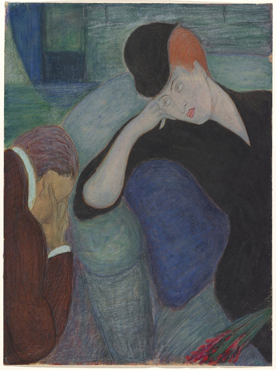 Interiér se sedícím párem od Marianne von Werefkin