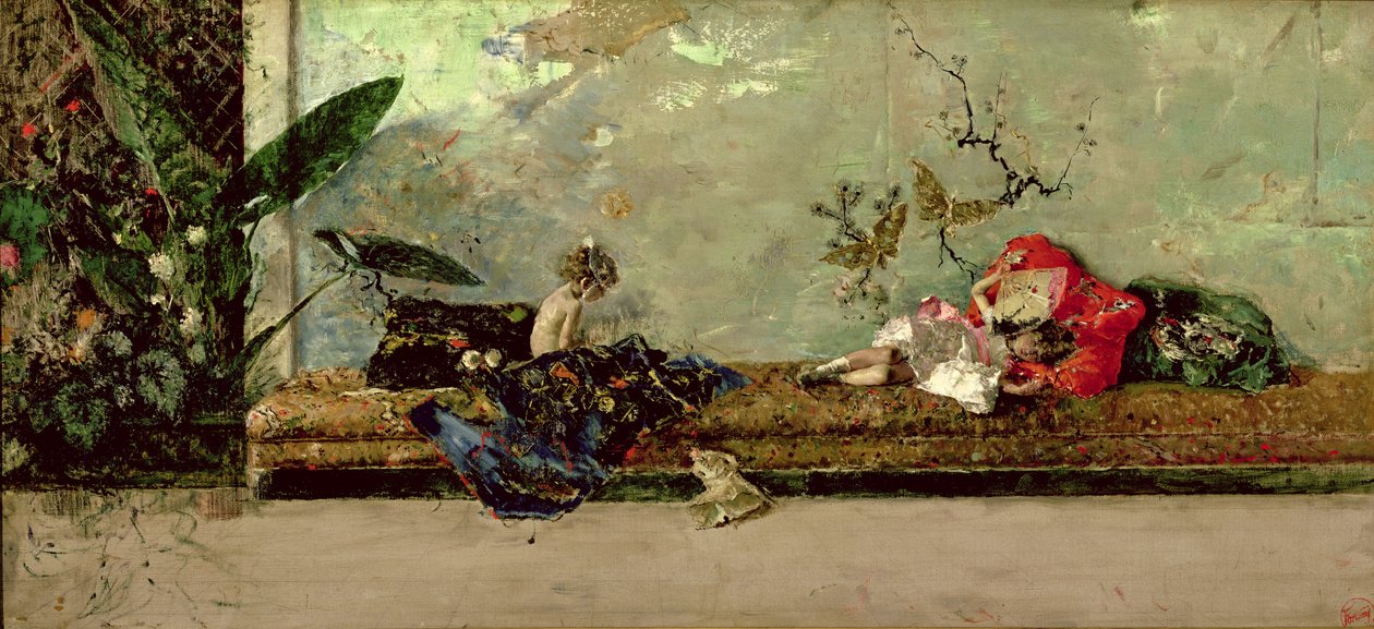 Malířovy děti v japonském salonu od Mariano José María Bernardo Fortuny y Carbó