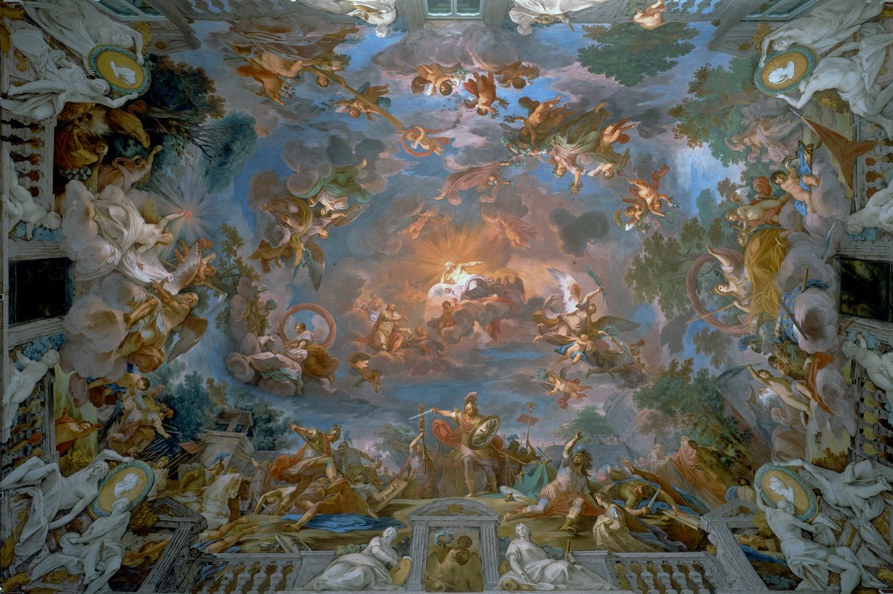 Camillus porušuje smlouvu s Brennem a Alegorie slávy, Strop vstupní haly, Galleria Borghese od Mariano Rossi