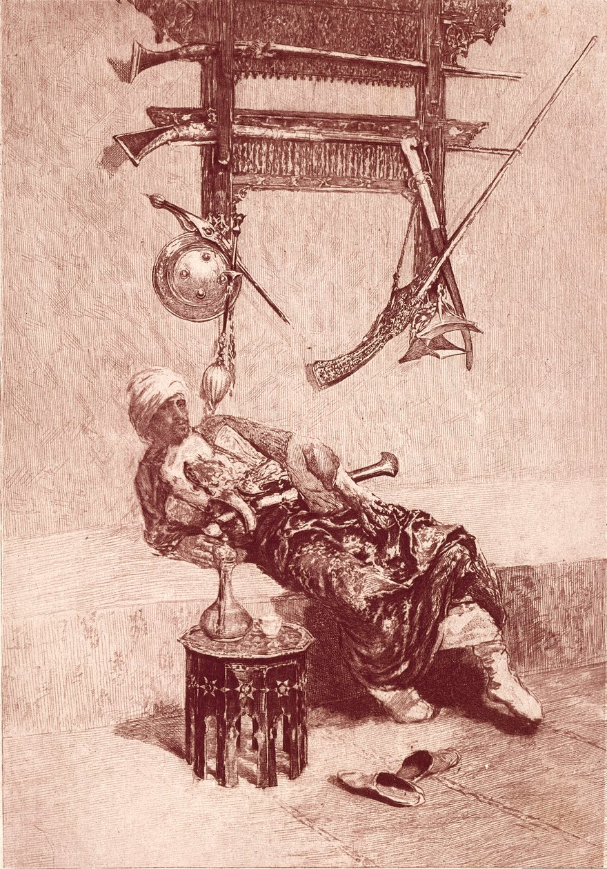 Moor of Tanger (rytina) od Mariano (after) Fortuny