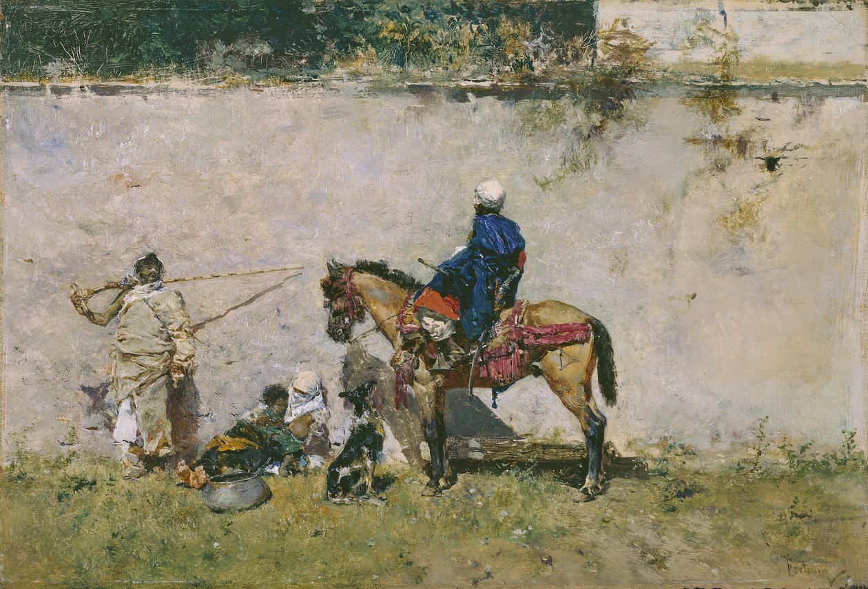 Orientalismus: marocká rodina u vody (The Maroccans) - obraz Mariana Fortunyho (1838-1874) od Mariano Fortuny y Marsal
