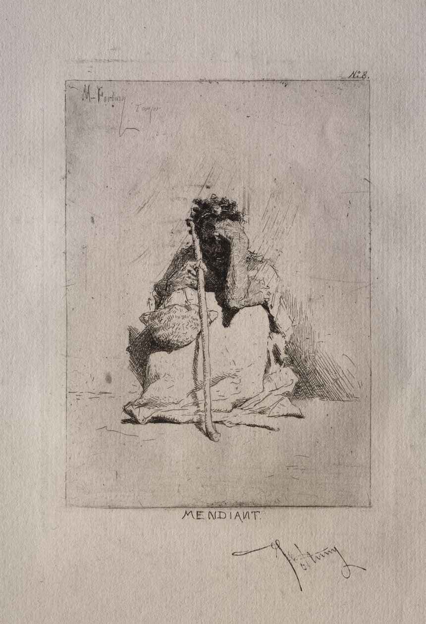 Krčící se žebrák. od Mariano Fortuny y Carbó
