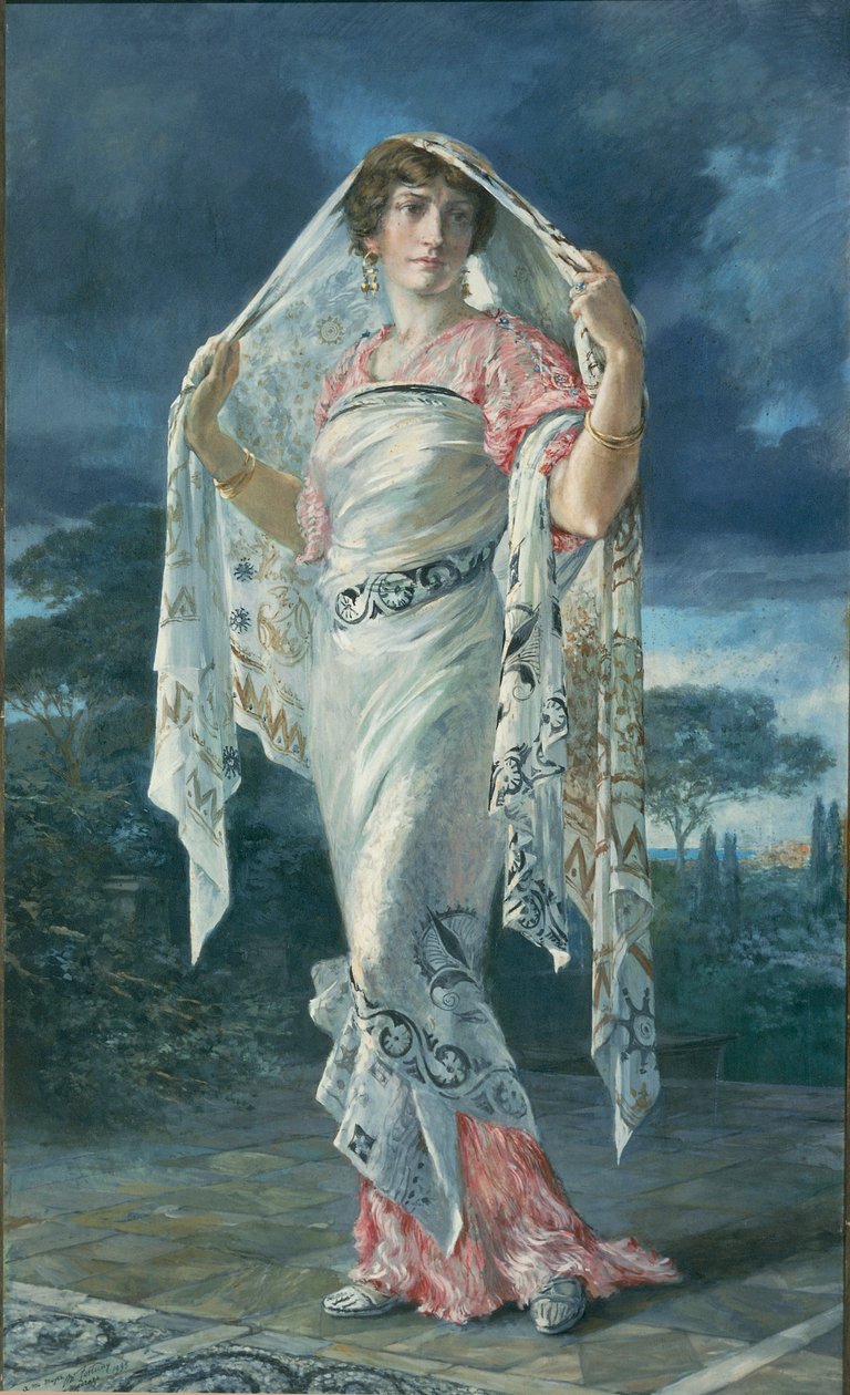 Portrét Henriette Fortuny v kostýmu Pompeje Pompeje od Mariano Fortuny y Madrazo