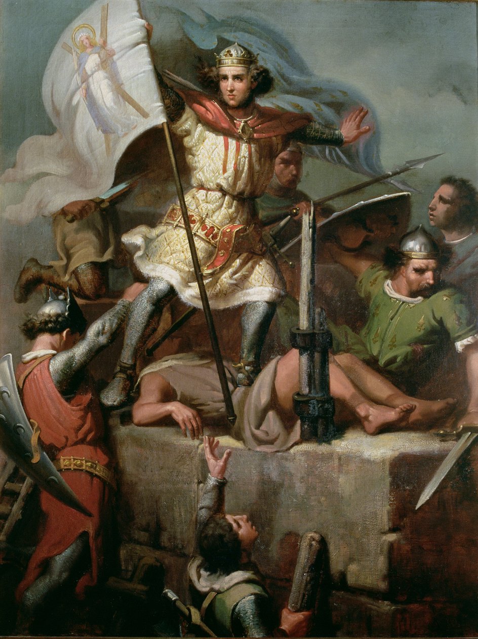 Hrabě Berenguer III Zvyšuje standard Barcelony na věži hradu Foix od Mariano José María Bernardo (1838 74) Fortuny y Carbó
