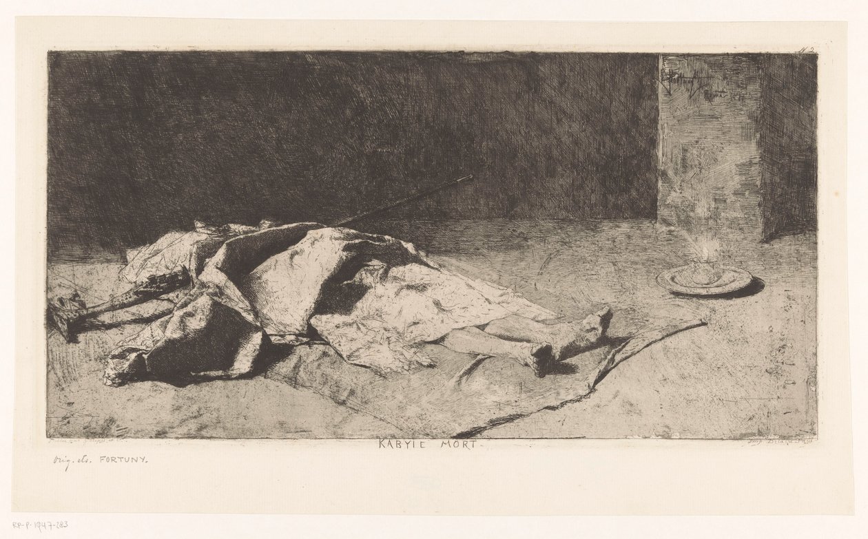 Mrtvé tělo Kabyle Kabyle mort (název na objektu) od Mariano José María Bernardo Fortuny y Carbó