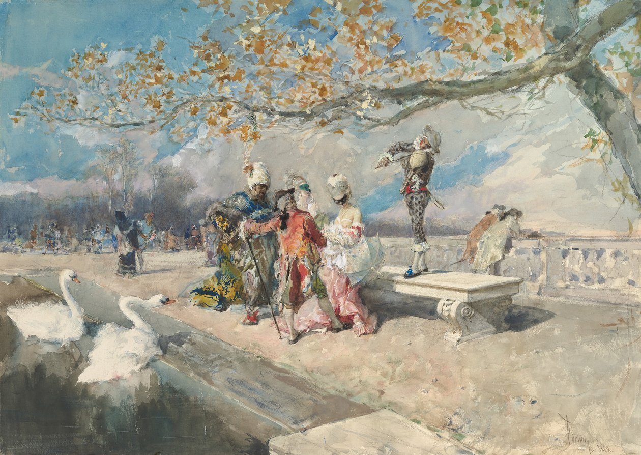 Maškaráda, polovina 19. století. od Mariano José María Bernardo Fortuny y Carbó