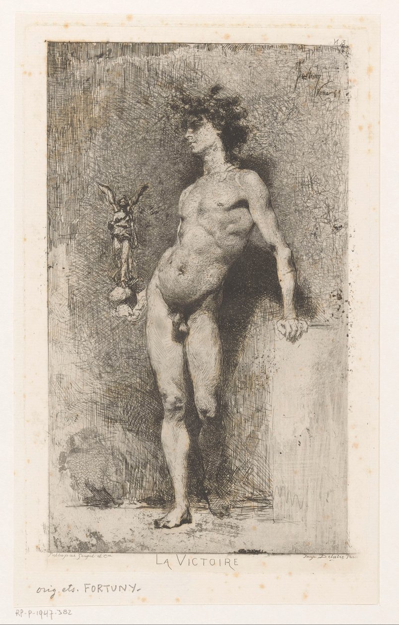 Nahý muž s Nike La Victoire (název na objektu) od Mariano José María Bernardo Fortuny y Carbó
