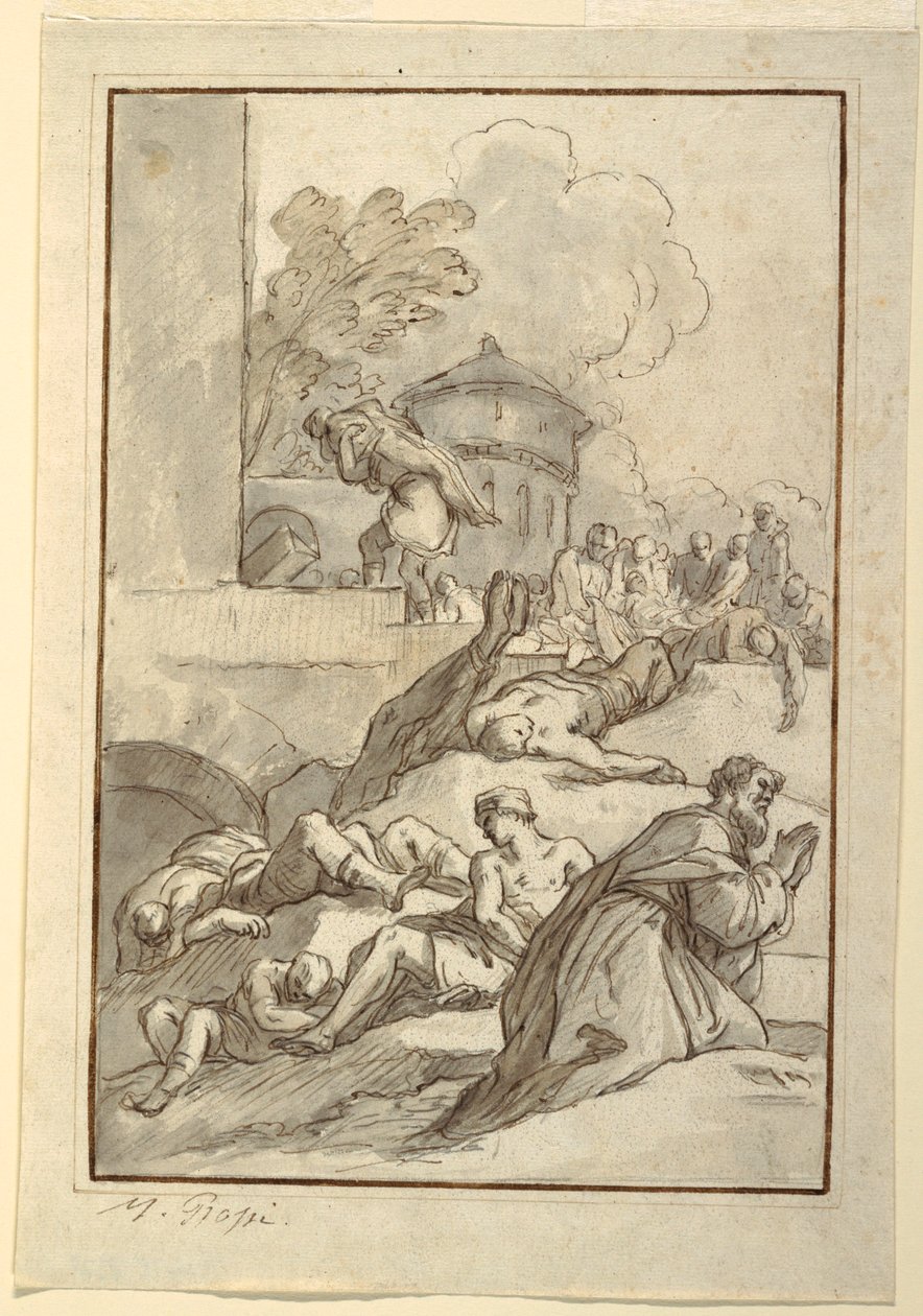 Kresba, Studie světce během moru, asi 1790 od Mariano Rossi