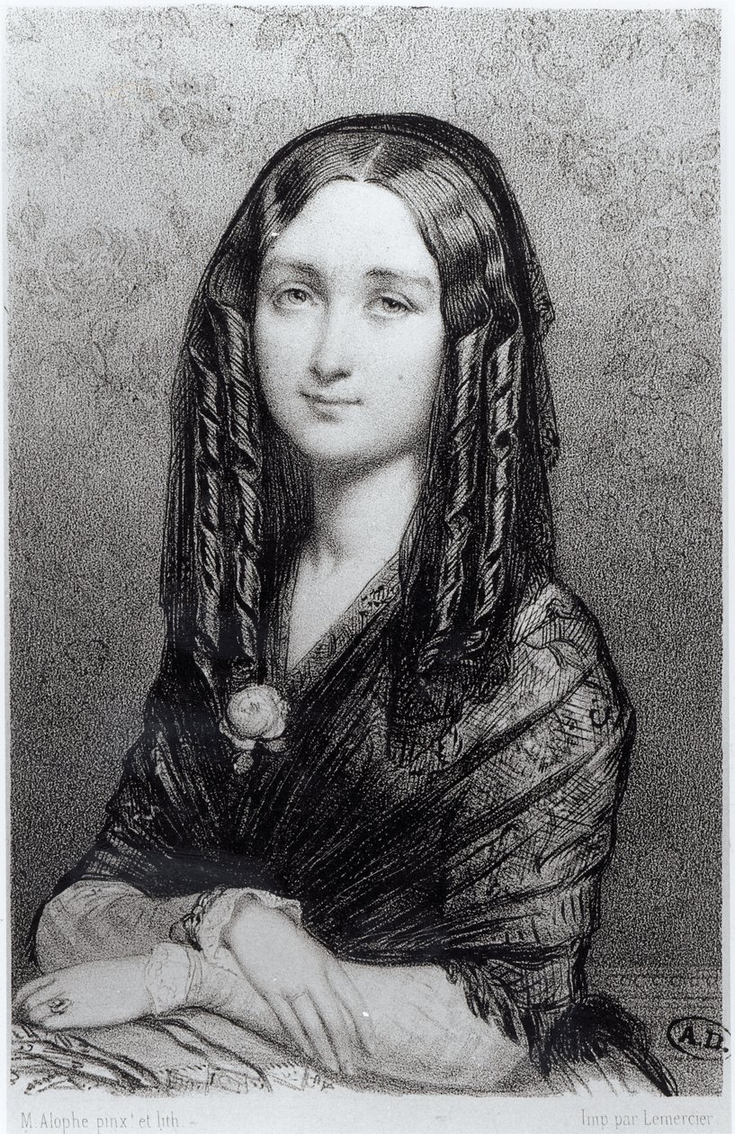 Portrét Louise Colet (1810-76) 1844 od Marie Alexandre Alophe