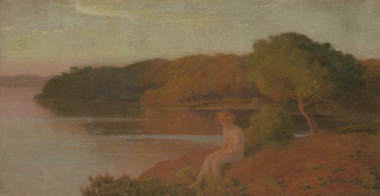 Bather by the Water, kolem roku 1895 (pastel na plátně) od Marie Auguste Emile Rene Menard